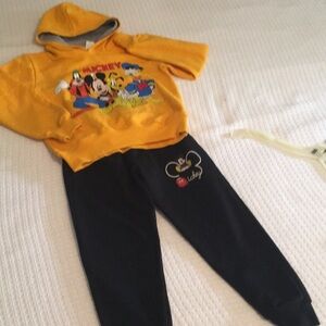 Mickey and Friends 2 Piece 10 Y/o Boys Sweat Pants Hoodie Set Blue Black